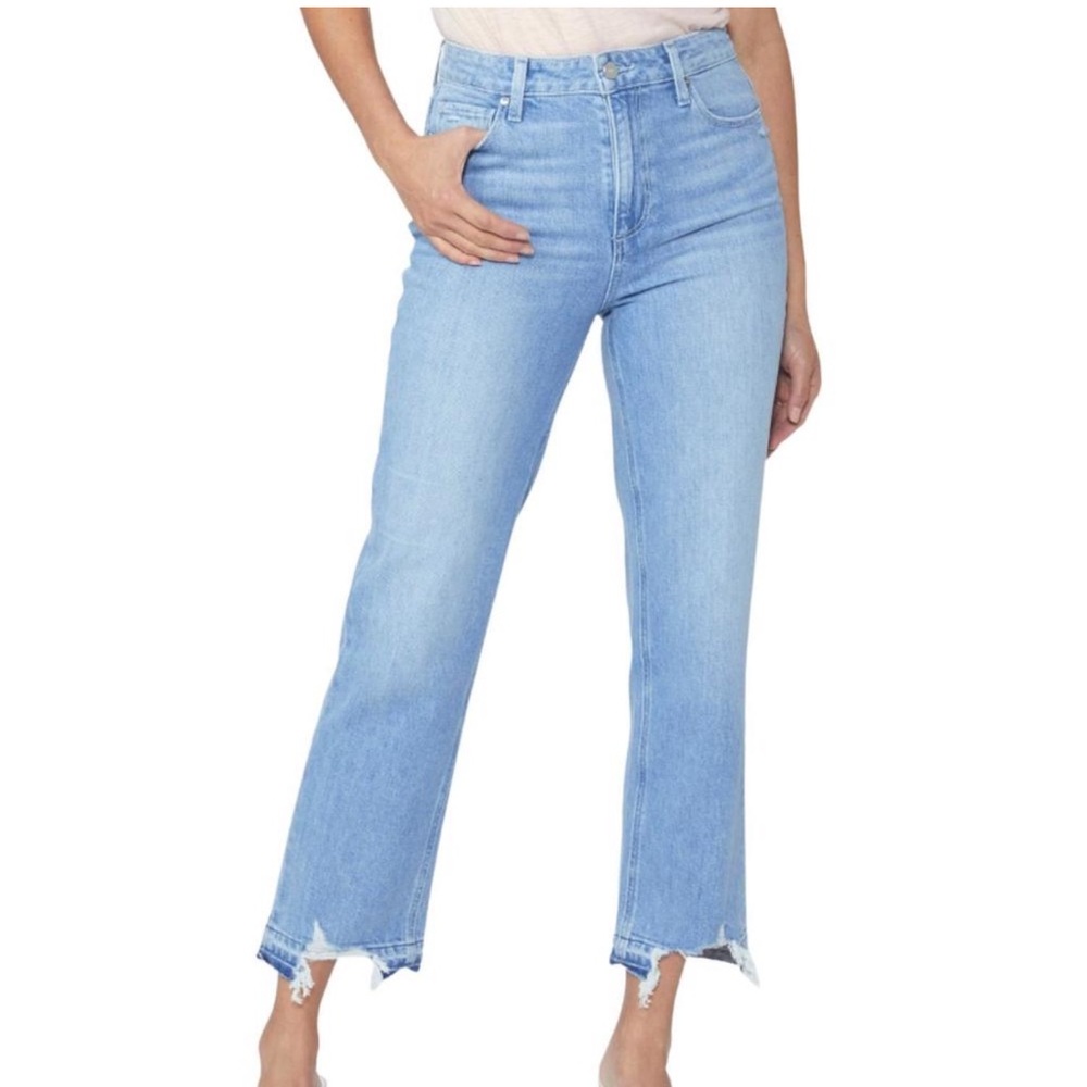 PAIGE sarah straight ankle jeans cianna destructed light wash womens size 31